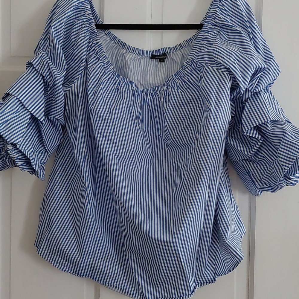 Shirt, 3x, white and blue
